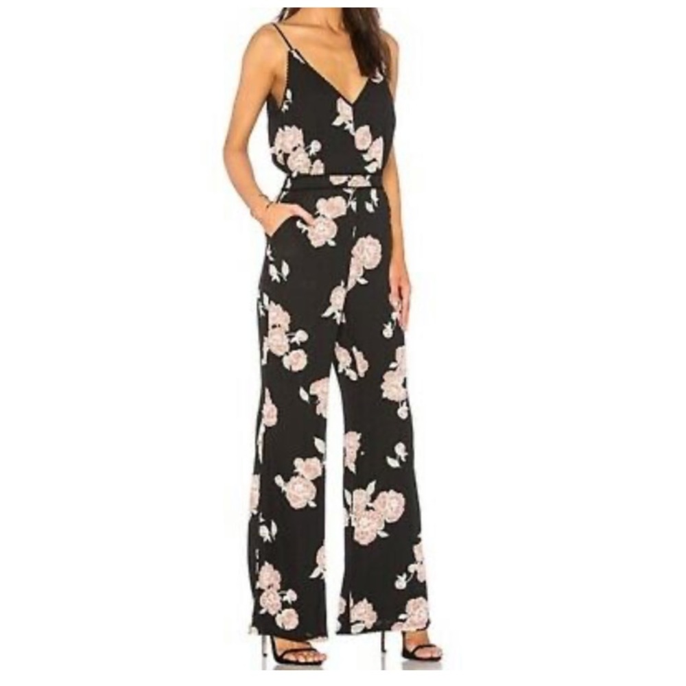 Cupcakes & Cashmere Felissa Floral Satin Jumpsuit